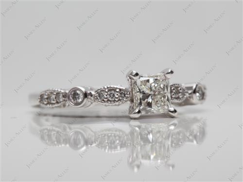 White Gold 0.61 Princess cut Engagement Rings Side Stones