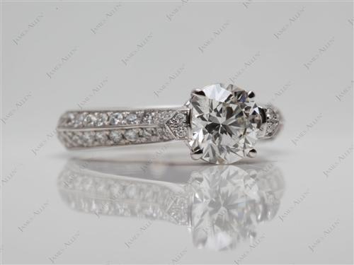 White Gold 0.78 Round cut Micro Pave Diamond Engagement Rings
