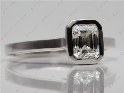 Platinum 1.00 Emerald cut Solitaire Engagement Rings