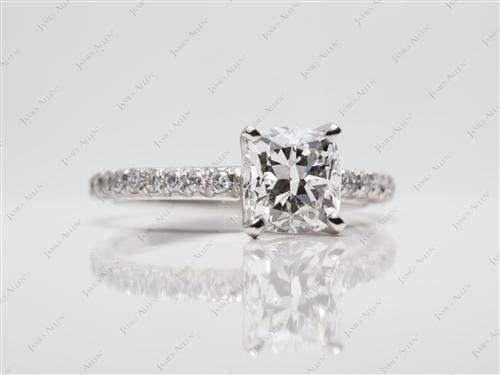 Platinum 1.21 Cushion cut Micro Pave Engagement Rings