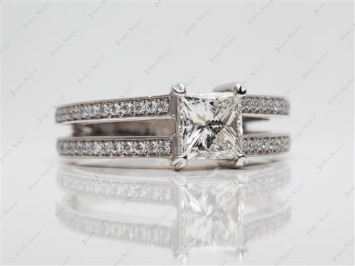 Platinum 1.00 Princess cut Micro Pave Ring