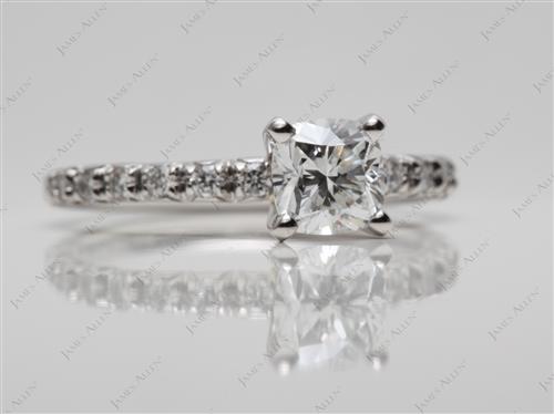 Platinum 0.74 Cushion cut Micro Pave Engagement Rings