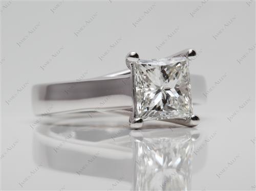 White Gold 1.51 Princess cut Solitaire Ring Settings