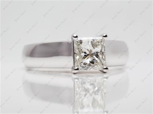 White Gold 1.38 Princess cut Diamond Solitaire Ring Settings