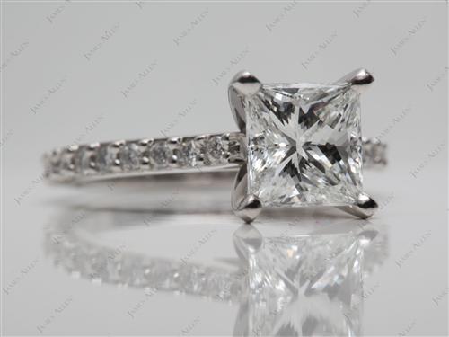 Platinum 1.52 Princess cut Side Stone Engagement Rings
