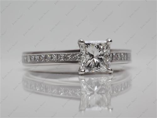 Platinum 1.01 Princess cut Channel Set Engagement Rings