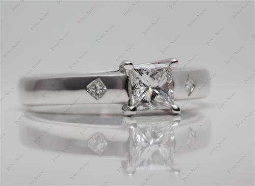 White Gold 0.58 Princess cut Solitaire Diamond Ring