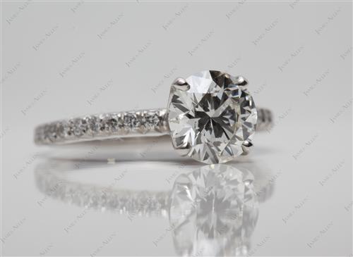 Platinum 1.34 Round cut Pave Diamond Ring