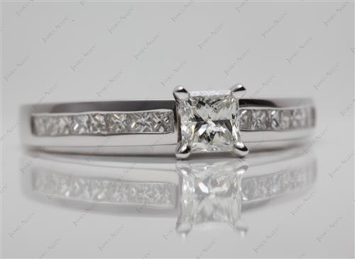 White Gold 0.54 Princess cut Channel Setting Engagement Rings