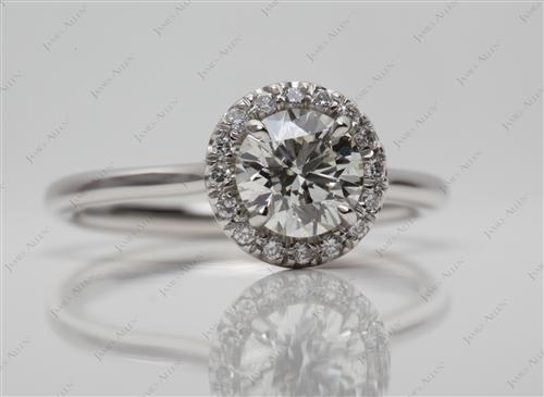 Platinum 0.89 Round cut Micro Pave Engagement Rings