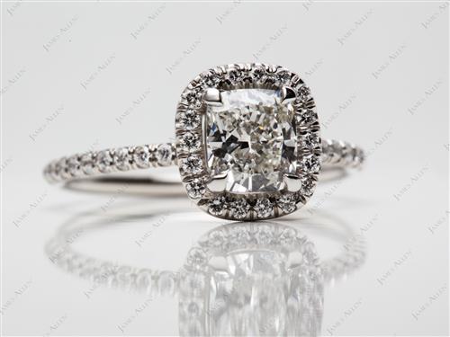 Platinum 1.01 Cushion cut Micro Pave Engagement Rings