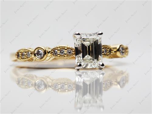 Gold 1.01 Emerald cut Engagement Rings With Side Stones