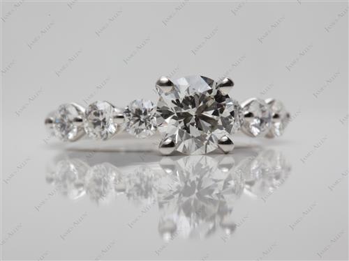 Platinum 0.89 Round cut Engagement Ring With Sidestones
