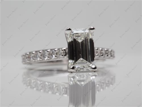 White Gold 1.42 Emerald cut Diamond Rings