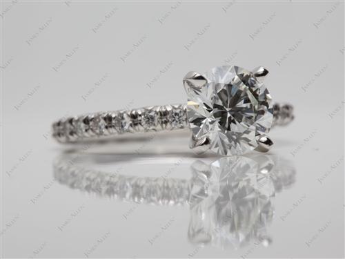Platinum 1.56 Round cut Micro Pave Engagement Rings