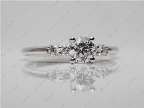 White Gold 0.51 Round cut Engagement Ring Settings With Side Stones