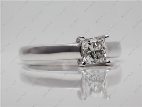 White Gold 0.81 Princess cut Diamond Solitaire Ring Settings