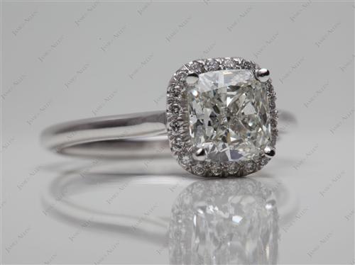 Platinum 1.71 Cushion cut Pave Engagement Ring