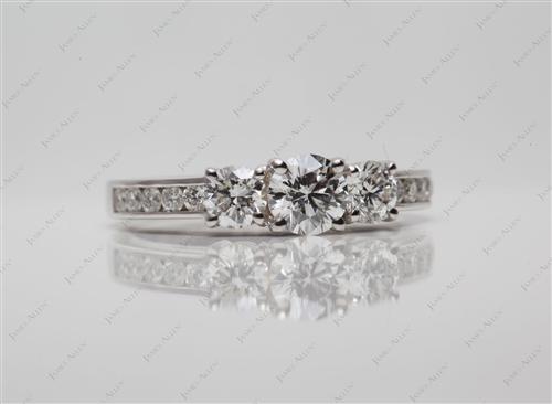 White Gold 0.51 Round cut Three Stones Ring