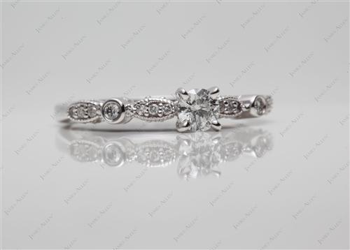 White Gold 0.30 Round cut Engagement Rings With Side Stones