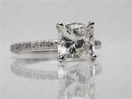 Platinum 2.23 Radiant cut Engagement Rings Pave