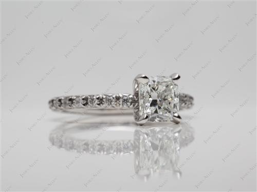 Platinum 1.20 Cushion cut Pave Diamond Ring