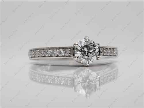 Platinum 0.72 Round cut Pave Engagement Rings