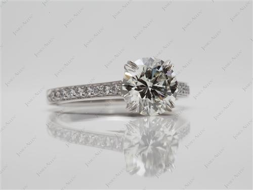 Platinum 1.50 Round cut Engagement Rings Pave