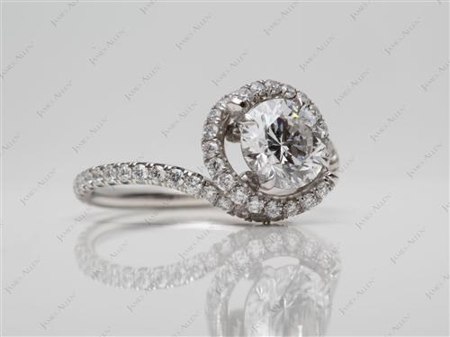 Platinum 0.93 Round cut Micro Pave Diamond Engagement Rings