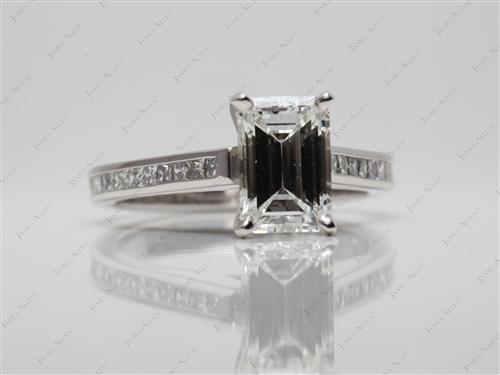 Platinum 1.90 Emerald cut Channel Setting Engagement Ring