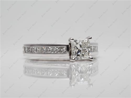 White Gold 0.83 Princess cut Channel Set Diamonds