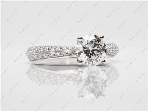 White Gold 1.02 Round cut Pave Ring Mountings