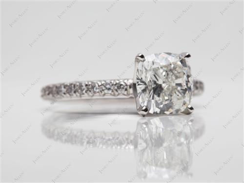 Platinum 1.81 Cushion cut Diamond Pave Rings