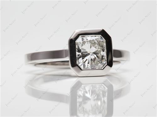 Platinum 1.07 Radiant cut Diamond Solitaire Rings
