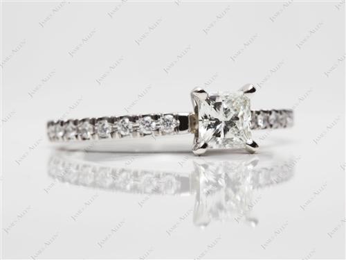 Platinum 0.73 Princess cut Pave Ring Set