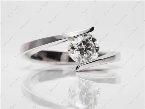 White Gold 0.91 Round cut Diamond Solitaire Engagement Ring