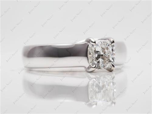 White Gold 0.80 Cushion cut Round Solitaire Ring