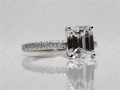 Platinum 2.01 Emerald cut Diamond Pave Ring