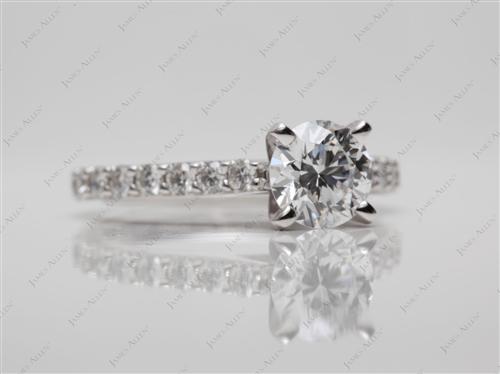 White Gold 0.87 Round cut Engagement Ring With Sidestones