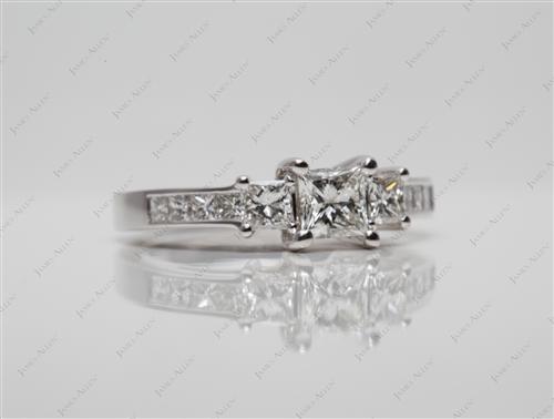 White Gold 0.51 Princess cut Sidestone Engagement Ring