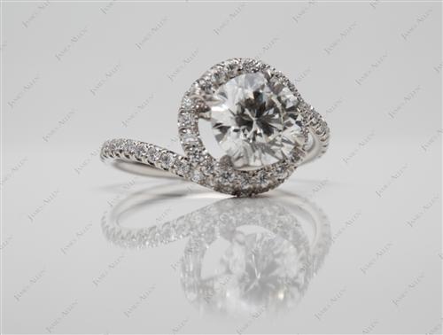 Platinum 1.36 Round cut Micro Pave Diamond Ring