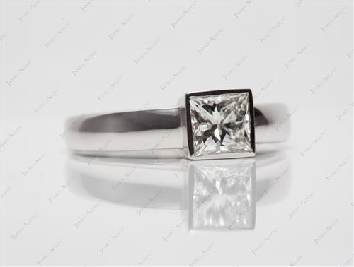 Platinum 0.90 Princess cut Tension Set Diamond Ring