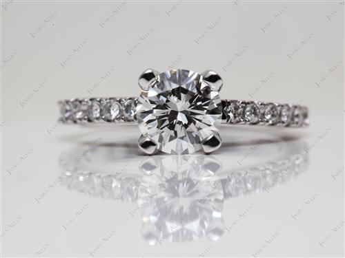 White Gold 1.00 Round cut Pave Diamond Engagement Rings