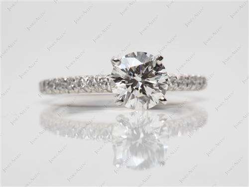 Platinum 1.05 Round cut Micro Pave Engagement Rings