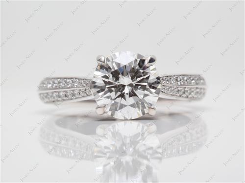 White Gold 1.67 Round cut Pave Ring Settings