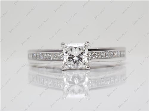 White Gold 0.74 Princess cut Channel Set Engagement Ring