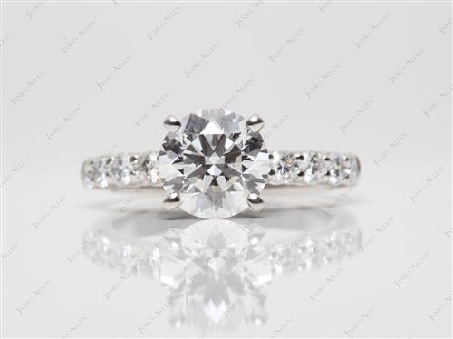 Platinum 1.60 Round cut Side Stone Engagement Ring