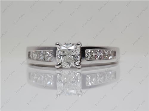 White Gold 0.69 Cushion cut Engagement Ring With Side Stones