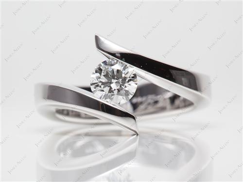 White Gold 0.75 Round cut Engagement Rings