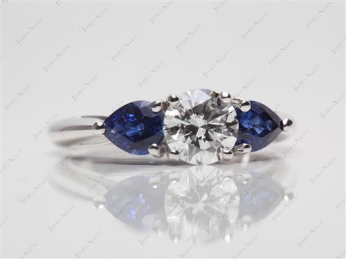 White Gold 0.64 Round cut Gemstone Diamond Rings